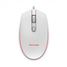 Mouse Gamer Multilaser, 2400DPI, LED de 7 Cores, USB 2.0, Branco - MO299