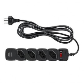Filtro de Linha com 4 Tomadas e 2 USB EPE 204 USB Preto - Intelbras