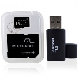Pen drive Multilaser 3 em 1 16GB Micro SD c/ adaptador Classe 10 - MC112 