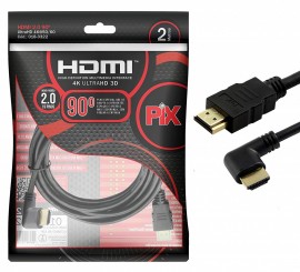 Cabo HDMI PIX 90 Graus 2.0 4K HDR 19 Pinos 2M 