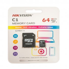 Cartão de Memória Hikvision 64GB MicroSD Com Adaptador C1 Series HS-TF-C1(STD)/64G/Adapter