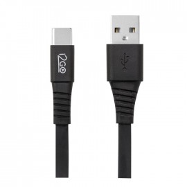 Cabo USB-C i2GO 1,2m 2,4A PVC Flexvel Flat Preto - i2GO Basic
