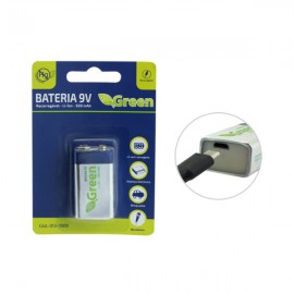 Bateria 9V 500MA – Recarregável C/ Carga 013-0009 green