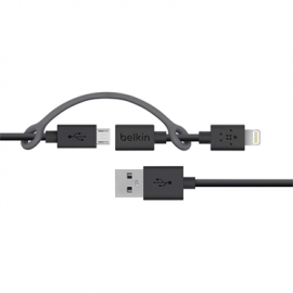 Cabo Micro USB Belkin com Adaptador para Conector Relâmpago - Preto