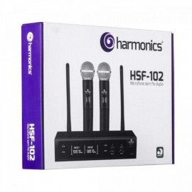 Microfone sem Fio de Mão Duplo UHF HSF-102 HARMONICS