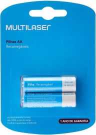 Pilhas Recarregáveis AA Multilaser- 2 Unidades - CB053