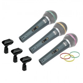 Microfone com Fio -Kit com 03 Peças Mais Suporte - Performance Sound